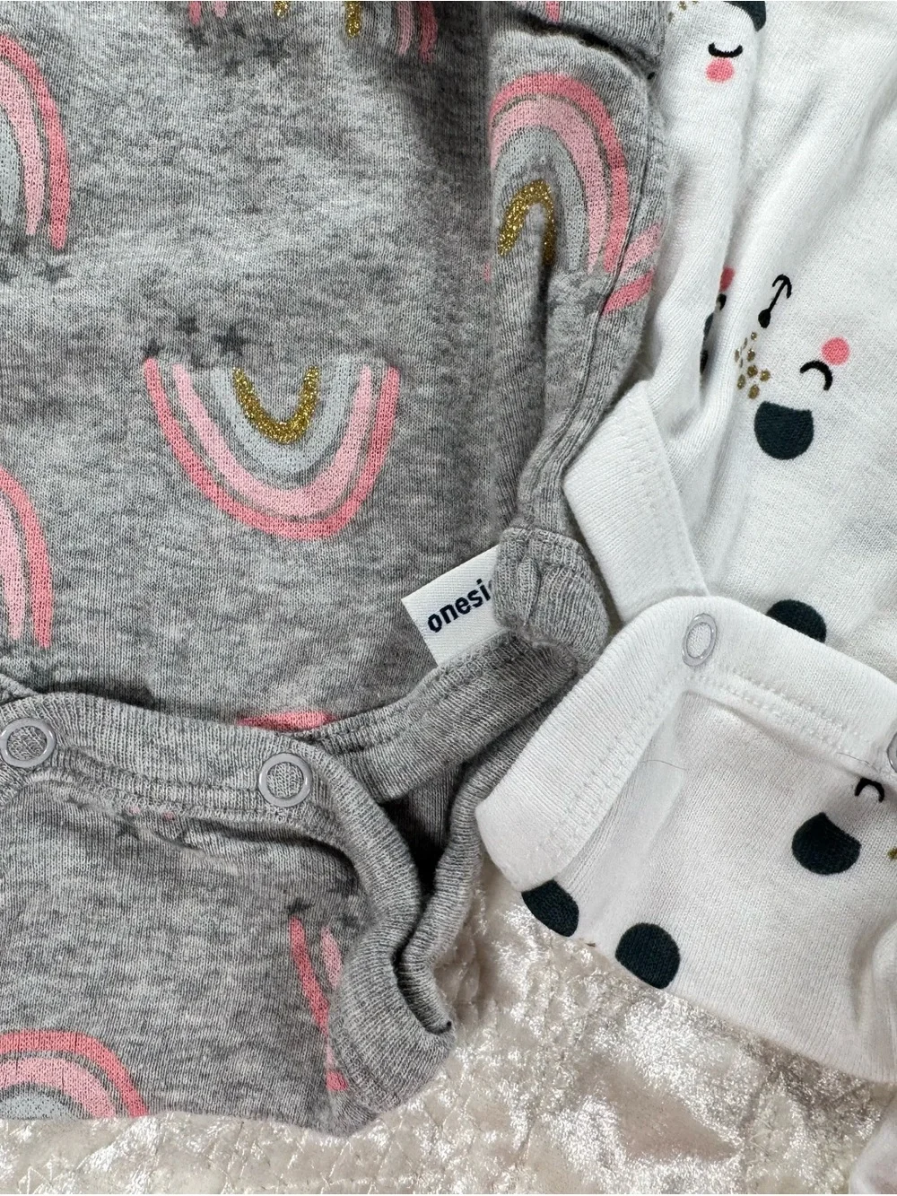 Gerber NNW SET OF 4 Long-Sleeve Onesies - Pink Polka Dot + Neutrals - Picture 8 of 8
